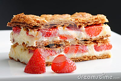 French gourmet strawberry mille feuille Stock Photo