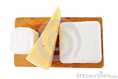 French and greek cheeses Stock Photo