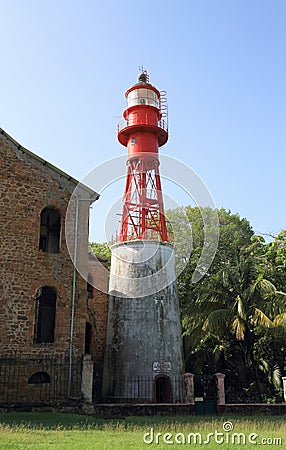 French Guiana, Iles du Salut - Islands of Salvation: Royal Island - Lighthouse Stock Photo