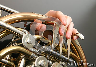 French horn Stock Photo