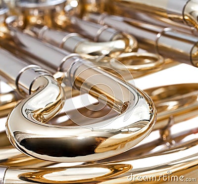 French horn fragment Stock Photo