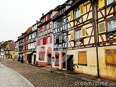 Colorful traditional french houses Petite Venise, Colmar, France. Editorial Stock Photo