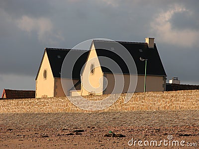 French Houses on Utah Beach, France Stock Photo