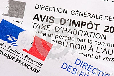 French housing tax notice Editorial Stock Photo