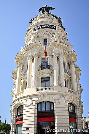 French inspired Metropolis building in Madrid. Spain. Europe. September 18, 2019 Editorial Stock Photo