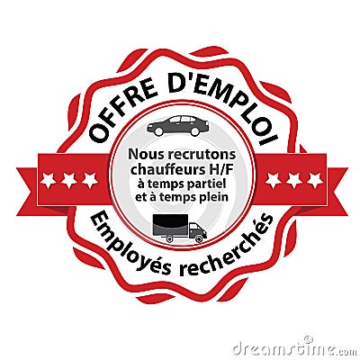 French job advertising: We are hiring chauffeurs Vector Illustration