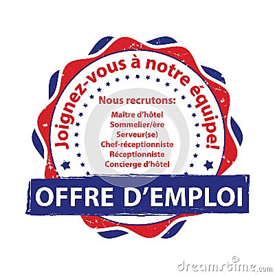 French Job offer stamp Vector Illustration