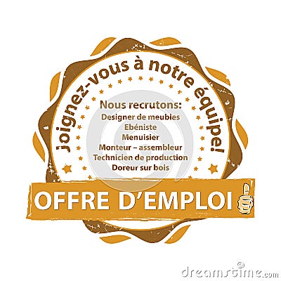 French Job offer stamp. Vector Illustration