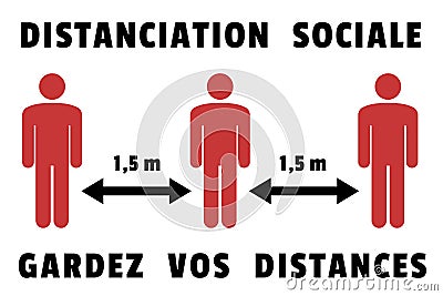 French language social distancing vector Vector Illustration