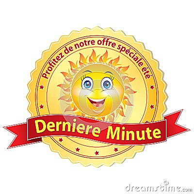 French last minute advertising label; Vector Illustration