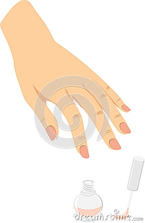 French manicure and nail enamel Vector Illustration