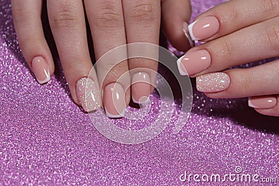 French manicure wedding design Stock Photo