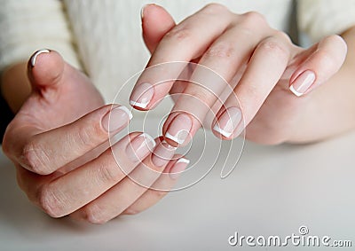 French manicured hand Stock Photo