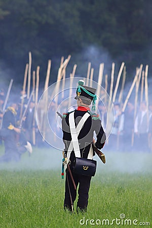 French medieval soldier on the battlefield