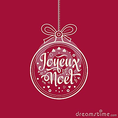 French Merry Christmas Joyeux Noel. Christmas Card Vector Illustration