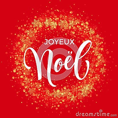 French Merry Christmas Joyeux Noel decoration ornament snowflake wreath glitter Stock Photo