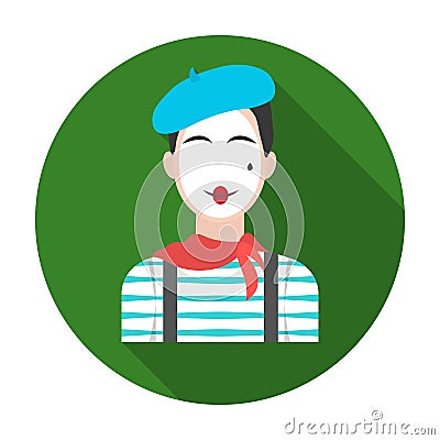 French mime icon in flat style isolated on white background. France country symbol stock vector illustration. Vector Illustration