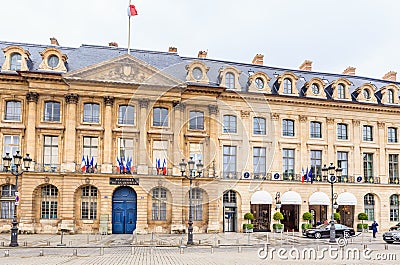 The French Ministere de la Justice ministry is located on Place Editorial Stock Photo