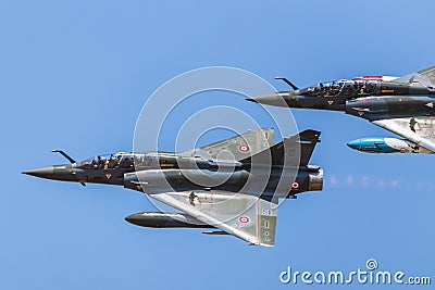 French Mirage 2000D pair Editorial Stock Photo