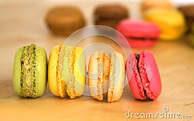 French multicolored macaroon cookies Stock Photo