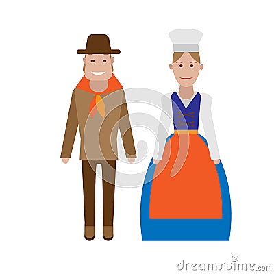 French national costume Vector Illustration