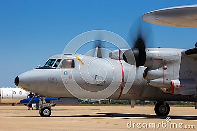 French Navy E-2C Hawkeye airborne early warning aircraft Editorial Stock Photo