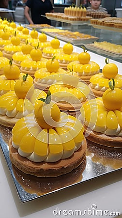 french patisserie with lemon desserts Stock Photo