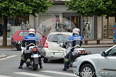 French police on motorcycles Editorial Stock Photo