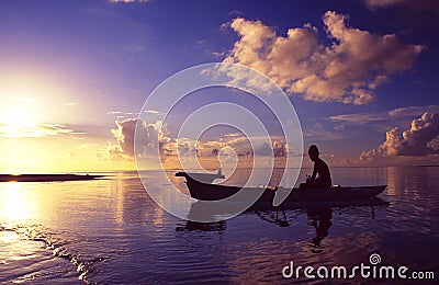 French Polynesia: Sunset Cruise at Bora Bora Island and Lagoon Resort Editorial Stock Photo