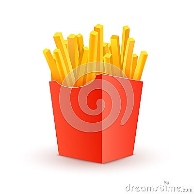 French potato pack box. Cartoon fastfood fry potato isolated illustration fast food Vector Illustration