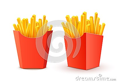 French potato pack box. Cartoon fastfood fry potato isolated illustration fast food Vector Illustration