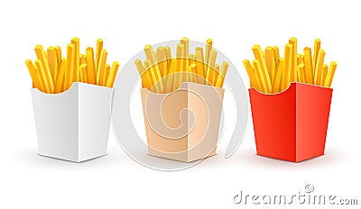 French potato pack box. Cartoon fastfood fry french potato isolated illustration fast food Vector Illustration