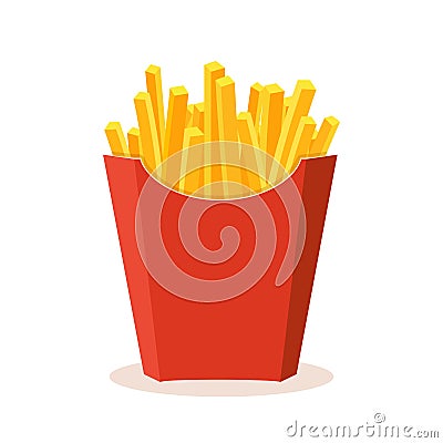 French potato pack box. Cartoon fastfood fry potato isolated illustration Vector Illustration