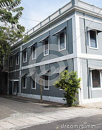 French Quarter of Pondicherry, India Stock Photo