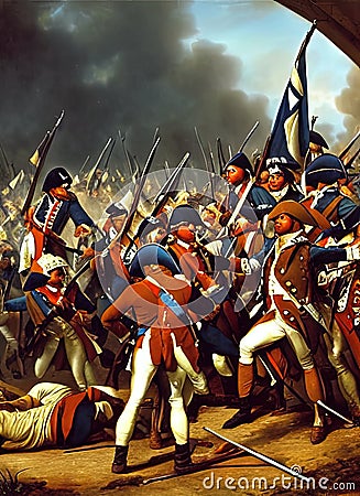 French Revolutionary Wars ca 1799. Fictional Battle Depiction. Generative AI. Cartoon Illustration