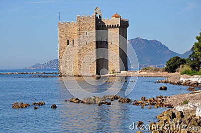 French Riviera, Saint Honorat island, Fortified Monastery Stock Photo