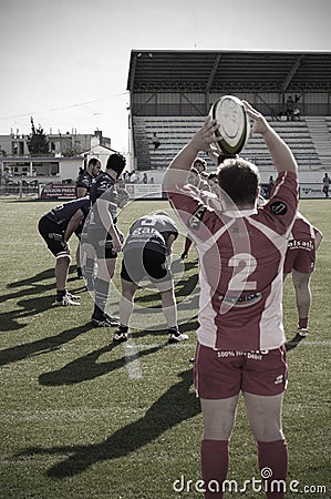 French rugby team of Soyaux Angouleme plays invited team Editorial Stock Photo