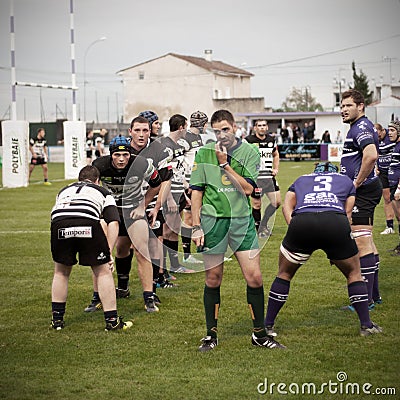 French rugby team of Soyaux Angouleme plays invited team Editorial Stock Photo