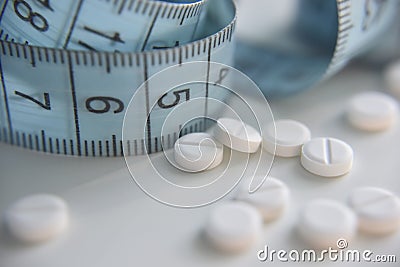 French ruler and medicine of classic pills shape Stock Photo