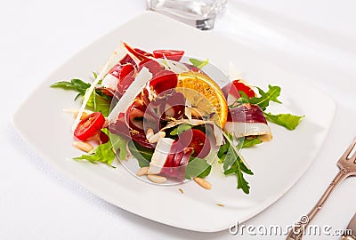 French salad Magret de canard seche closeup Stock Photo