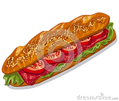 French sandwich Vector Illustration