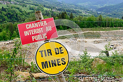 French signs Danger explosives Stock Photo