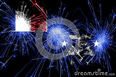 French Southern and Antarctic Lands fireworks sparkling flag. New Year, Christmas and National day concept Stock Photo