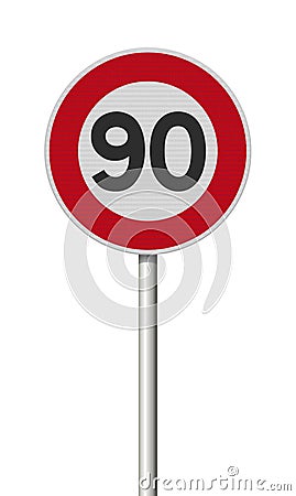 French Speed Limit 90 road sign Cartoon Illustration
