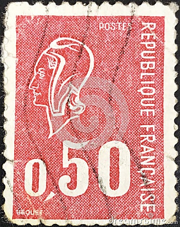 French stamp from the Marianne type BÃ©quet series Editorial Stock Photo