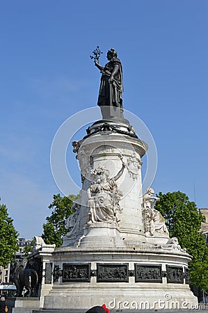 French statue of Liberty in Place de la Republique, Paris Editorial Stock Photo