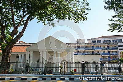 French-style buildings at downtown in George Town, Malaysia Editorial Stock Photo
