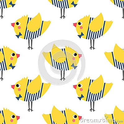 French style chicks seamless pattern on white background. Vector Illustration