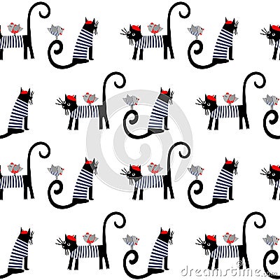 French style dressed animals seamless pattern. Vector Illustration