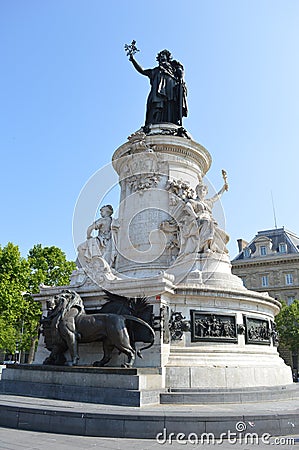 French symbol of Liberty in Place de la Republique, Paris Editorial Stock Photo